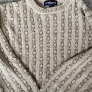 Vintage Chereskin Men's L Cable Knit Sweater Pullover Long Sleeve Tan